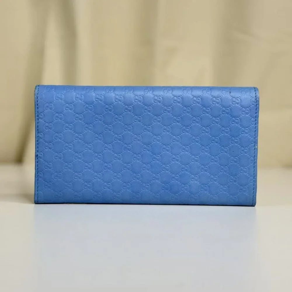 Gucci GG Logo Printed Blue Leather Wallet - Elegant & Versatile Small Leather Go